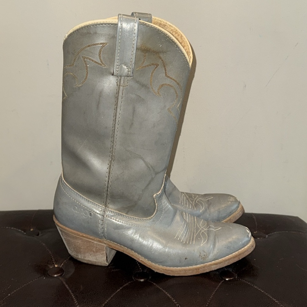 Vintage gray Dingo distressed rugged worn cowboy western boots size 9D - Picture 6 of 14